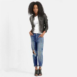 Topshop Distressed Blue Boyfriend Jeans
